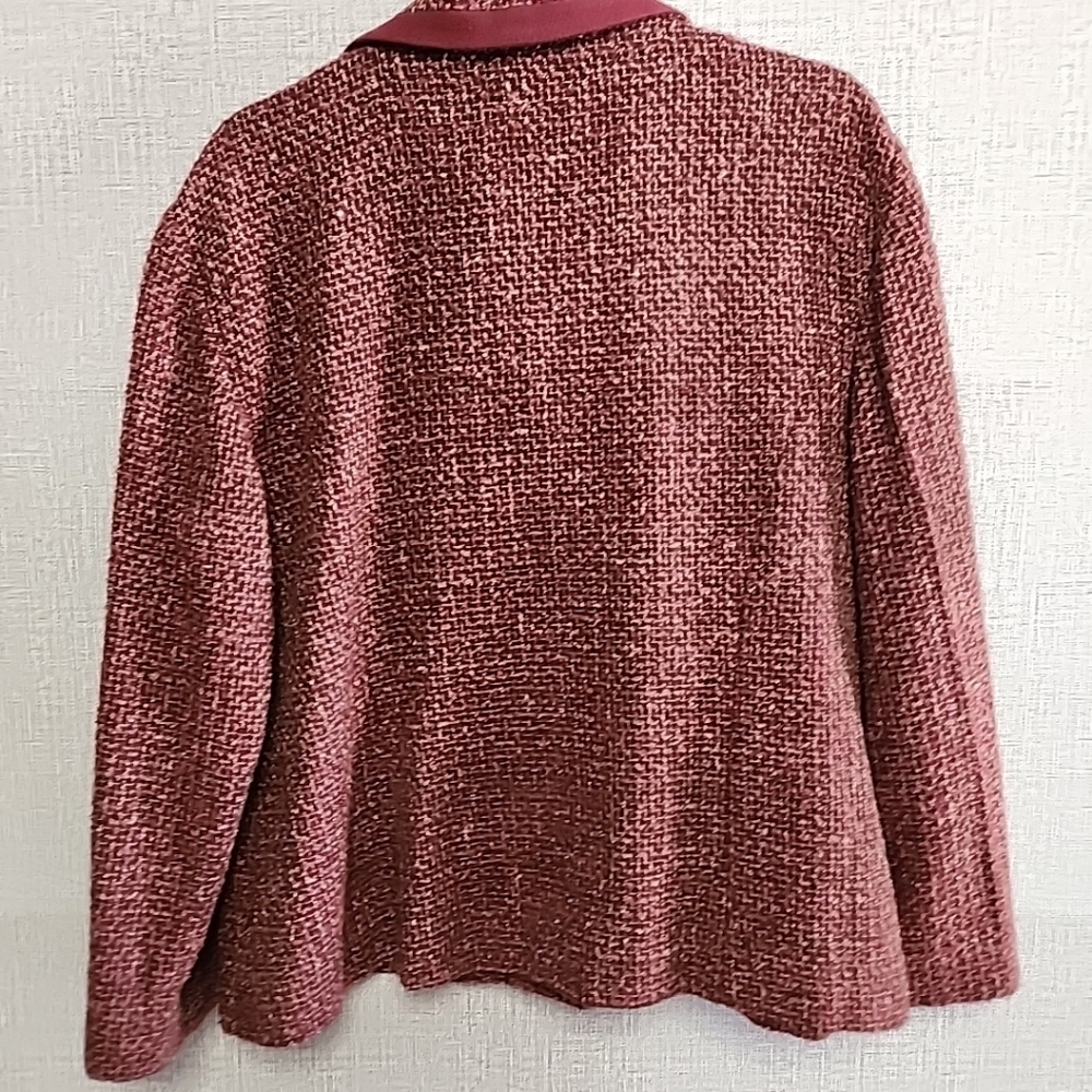 Leslie Fay Vintage Red Pink Maroon Tweed Blazer Jacket Pearl Buttons Wool Bld 18 - Picture 9 of 13
